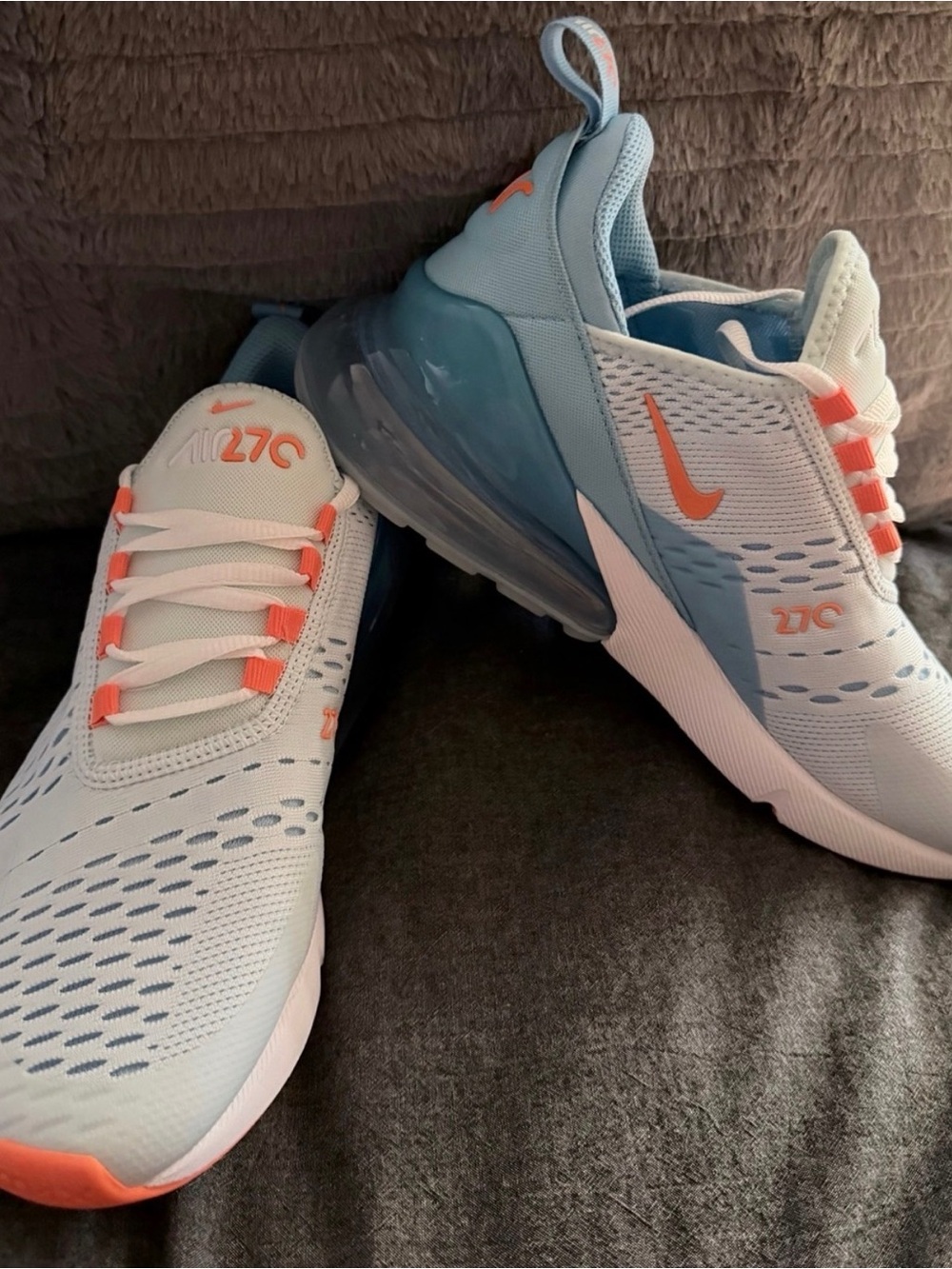 Nike Kids Light Blue and Coral Air Max 270 Sneakers